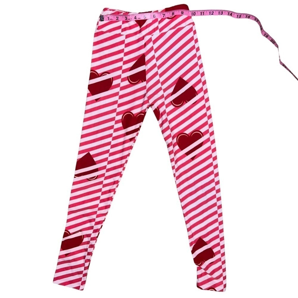 LuLaRoe Pink and Red Heart Leggings Valentineâs Day Girlâs/Womenâs